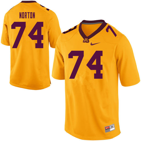 Men #74 Grant Norton Minnesota Golden Gophers College Football Jerseys Sale-Yellow